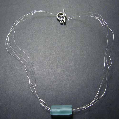 Wired Seaglass Frosty Blue Necklace