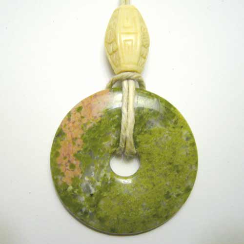 Unakite Green & Pink Stone Pendant