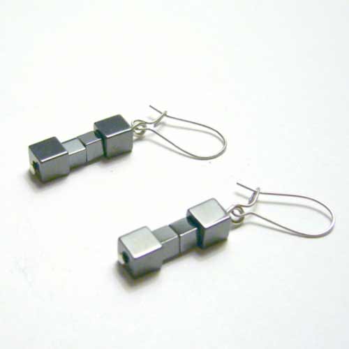Hematite Magnetic Cube Earrings