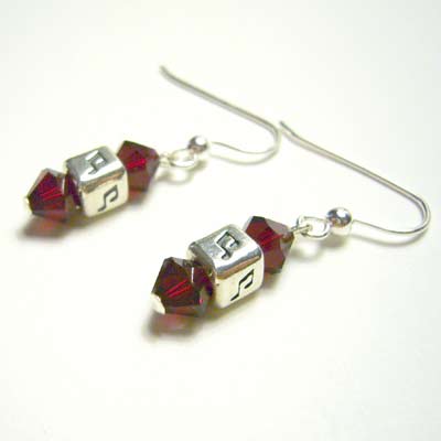 Red Swarovski Crystal Music Earrings